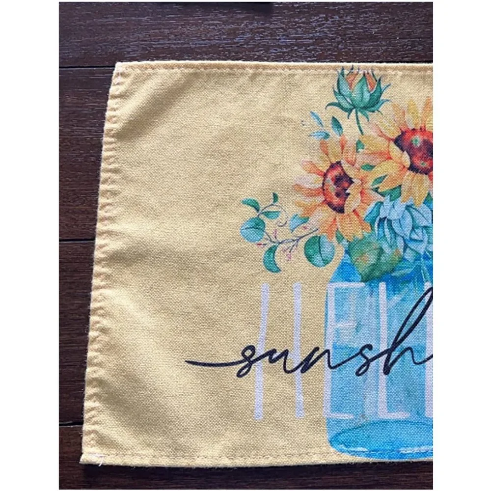 Farmhouse Table Placemats Spring Cottage Decor Floral Sunflower Decorations 4pc